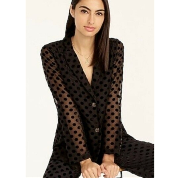 J. Crew Jackets & Blazers - J CREW COLLECTION Parke Blazer in Black Velvet Polka Dot Sheer Suit Jacket 16